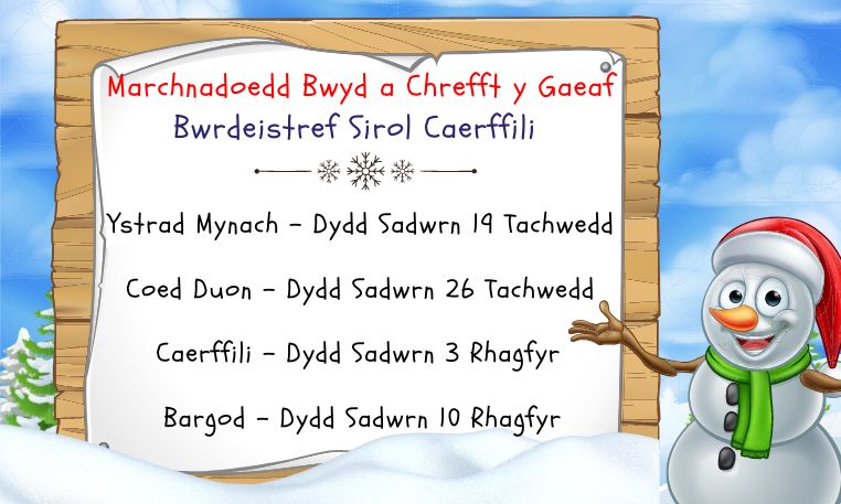 Marchnadoedd Bwyd a Chrefft y Gaeaf 2022